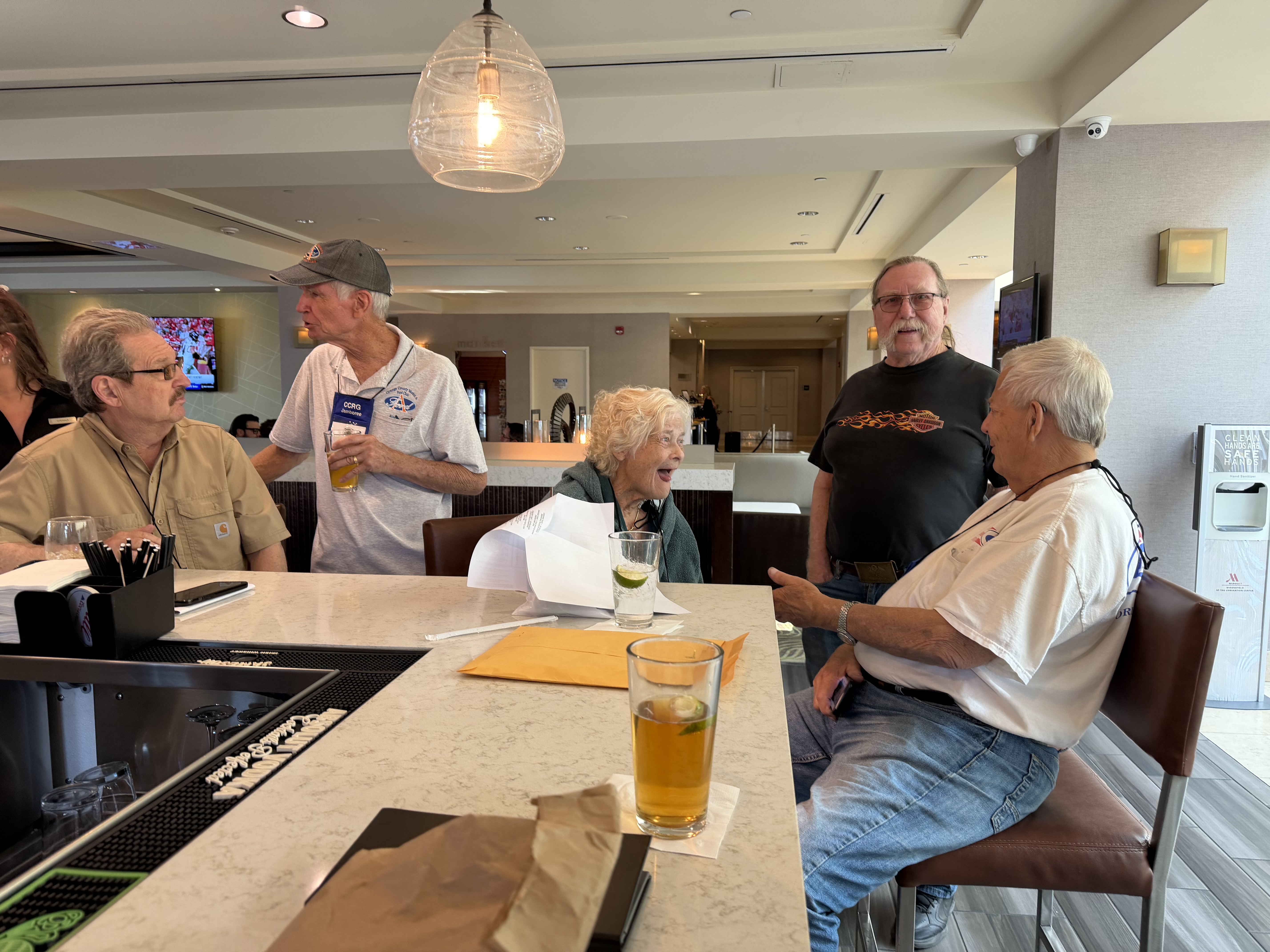 Club members gathered around a table
